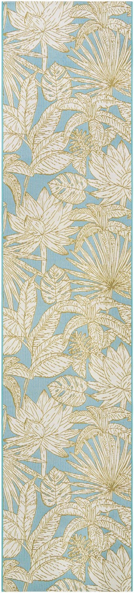  2' 7 x 12'  Washable Botanical Indoor / Outdoor Runner Rug