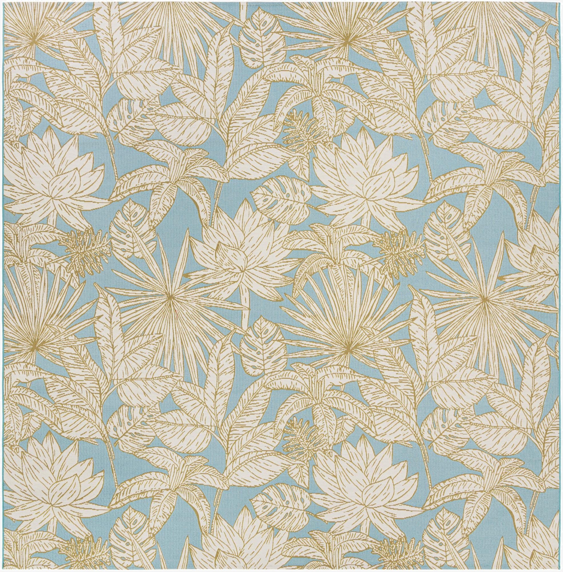  10' x 10'  Washable Botanical Indoor / Outdoor Square Rug