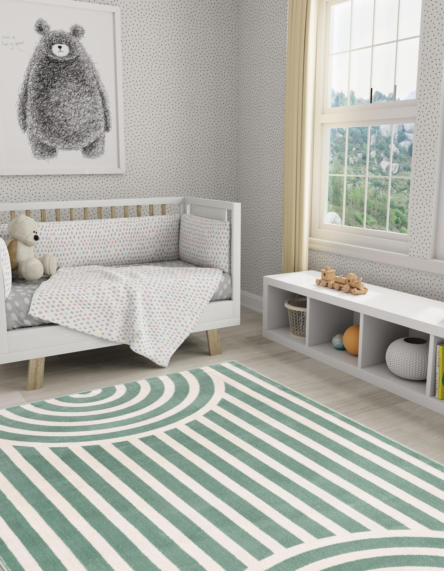 Soft Green 5' x 7' Whimsy Kids Rug | Rugs.com