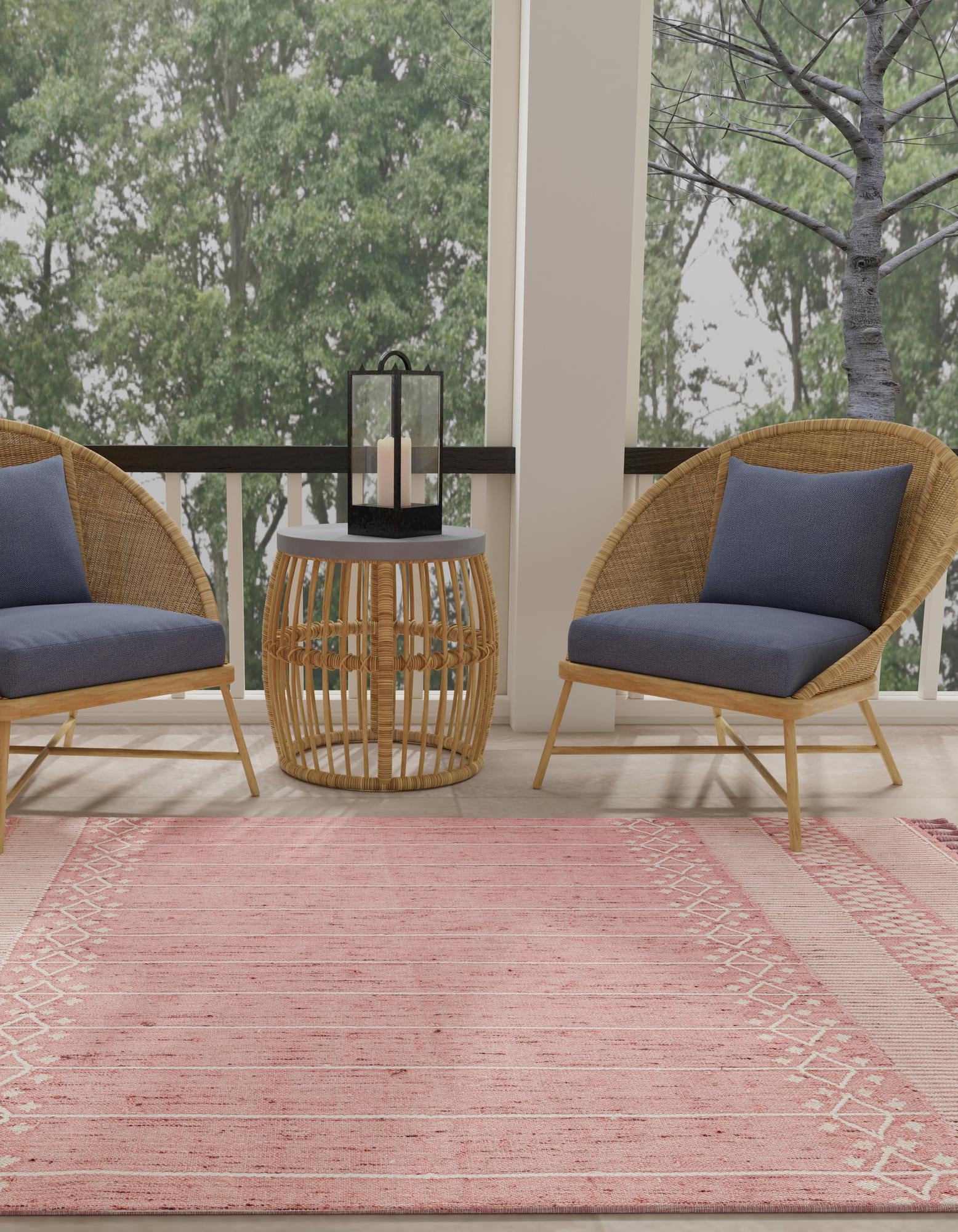 SOFT PINK 4' 1 x 6' 1 Hand Woven Eco Bohemian Indoor Indoor / Outdoor ...