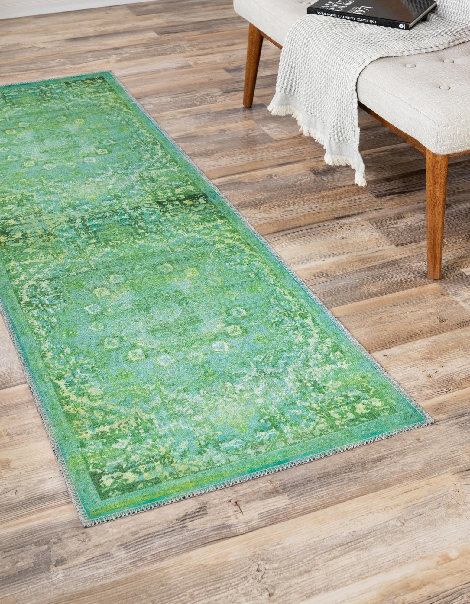 Spring Green 2' x 8' Washable Francesca Runner Rug | Rugs.com