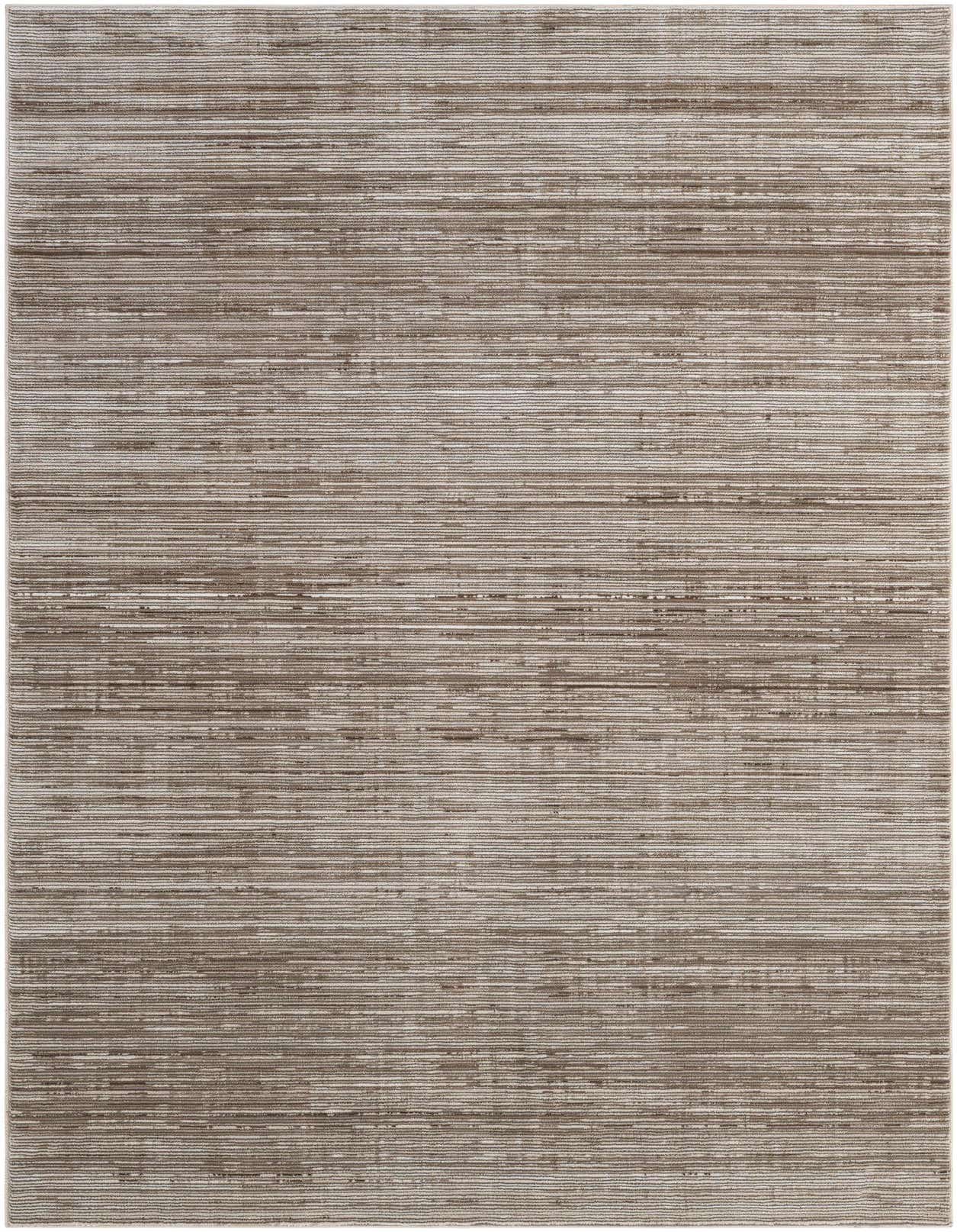 A 5x8 rectangular Silta rug by Rugs.com featuring a modern abstract pattern in varying shades of brown, tan, and white horizontal stripes.