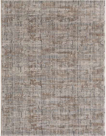 A 12 ft runner rug in shades of brown, tan, and white with a textured, abstract pattern, ideal for a hallway.