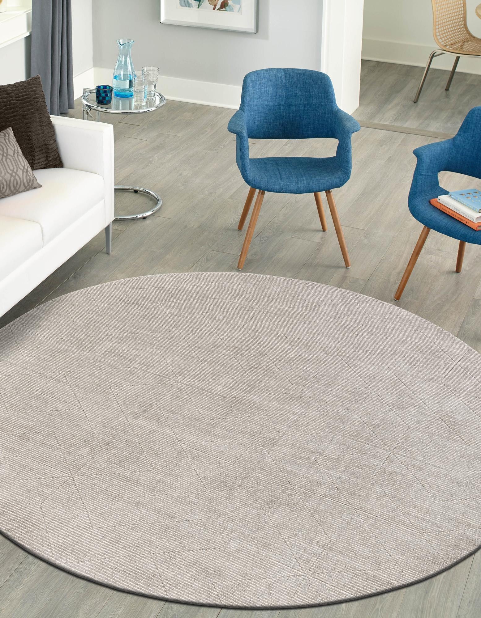 Steel gray 10' x 10' WoolCraft Geometric Round Rug | Rugs.com