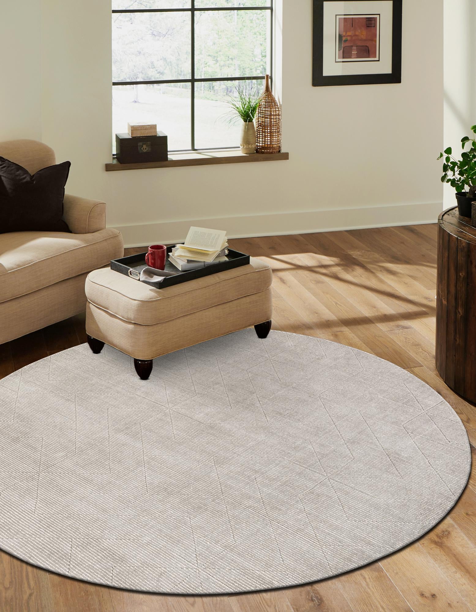 Steel gray 10' x 10' WoolCraft Geometric Round Rug | Rugs.com