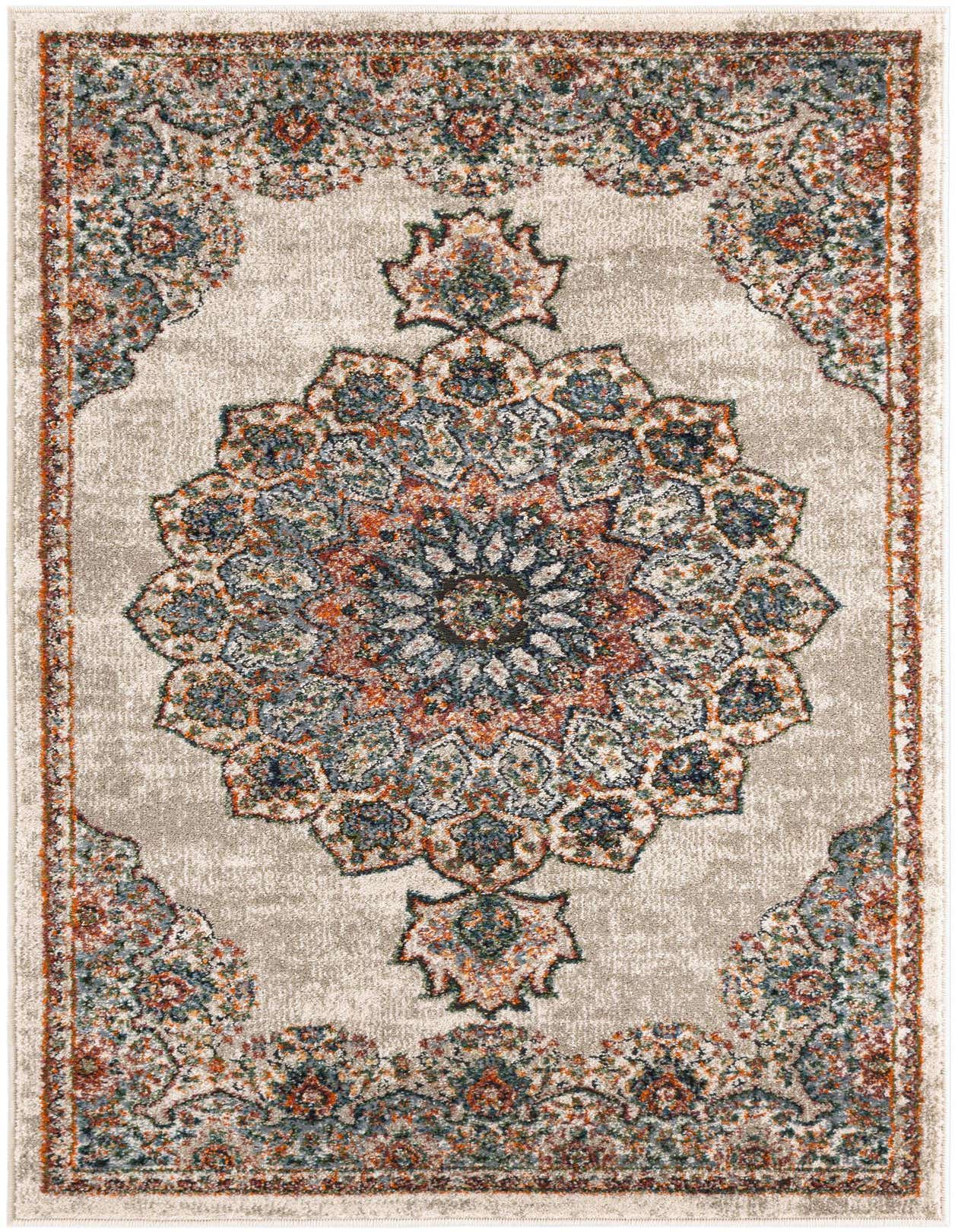 A 3x5 rectangular Isabella rug with a central medallion and ornate border in shades of brown, tan, ivory, and cream.