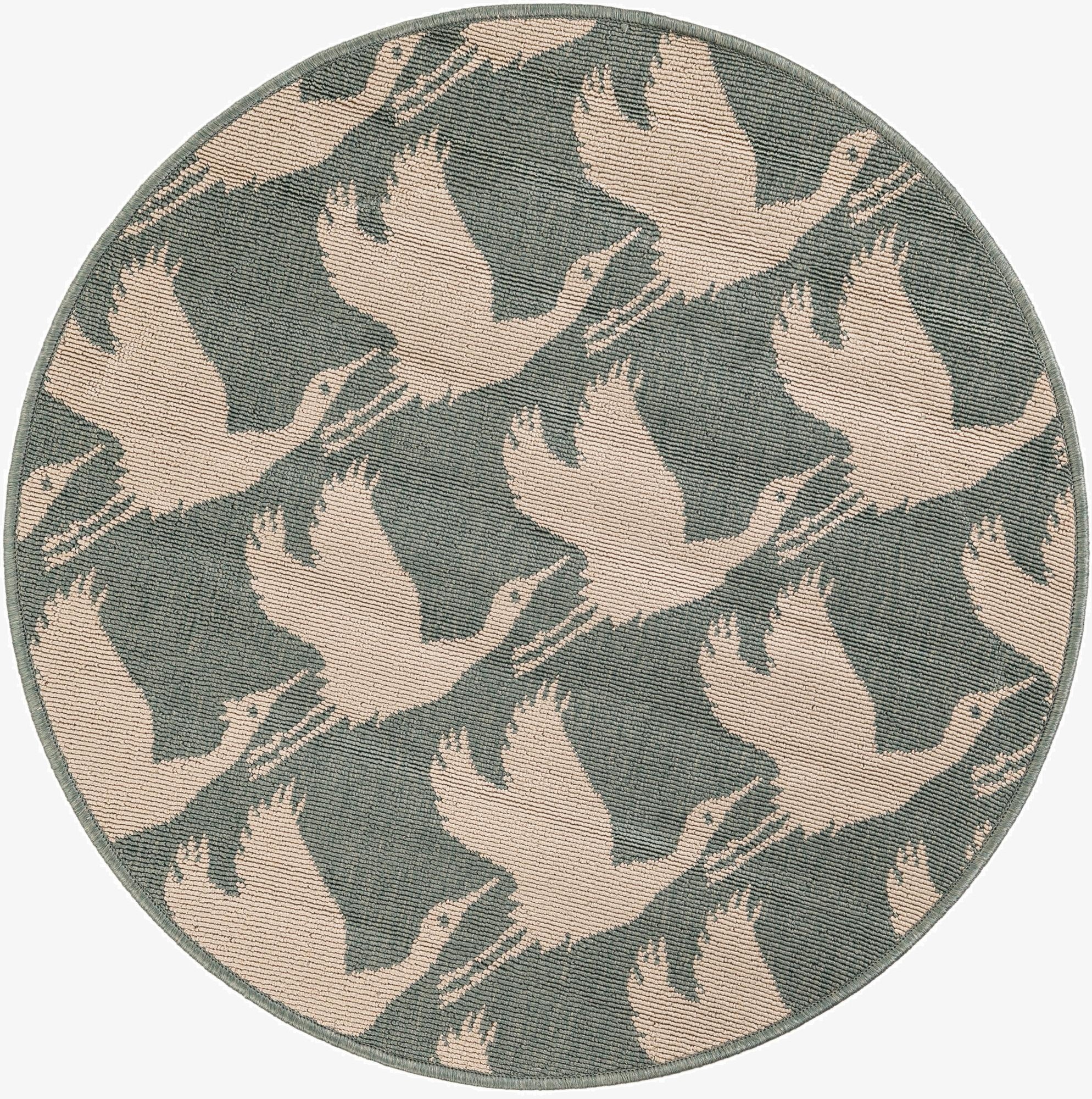  3' x 3'  Washable Coastal Indoor / Outdoor Round Rug