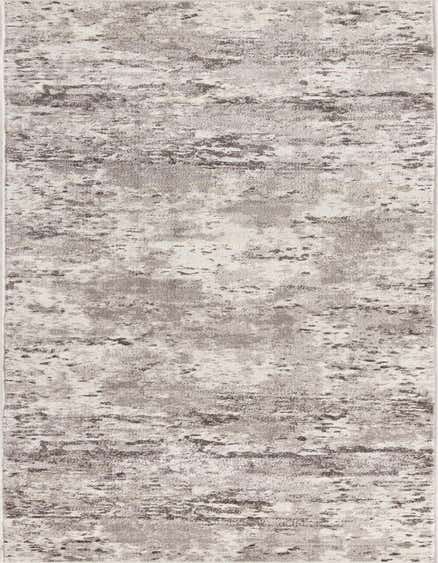 A 14 ft runner rug from the Aurora Collection, featuring a modern abstract pattern in varying shades of gray and silver, ideal for a hallway.