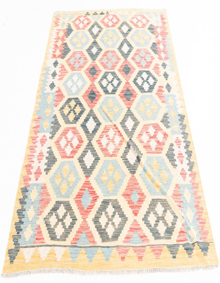 Detail image of  4' 2 x 5' 10  Hand Woven Kilim Maymana Wool Rug