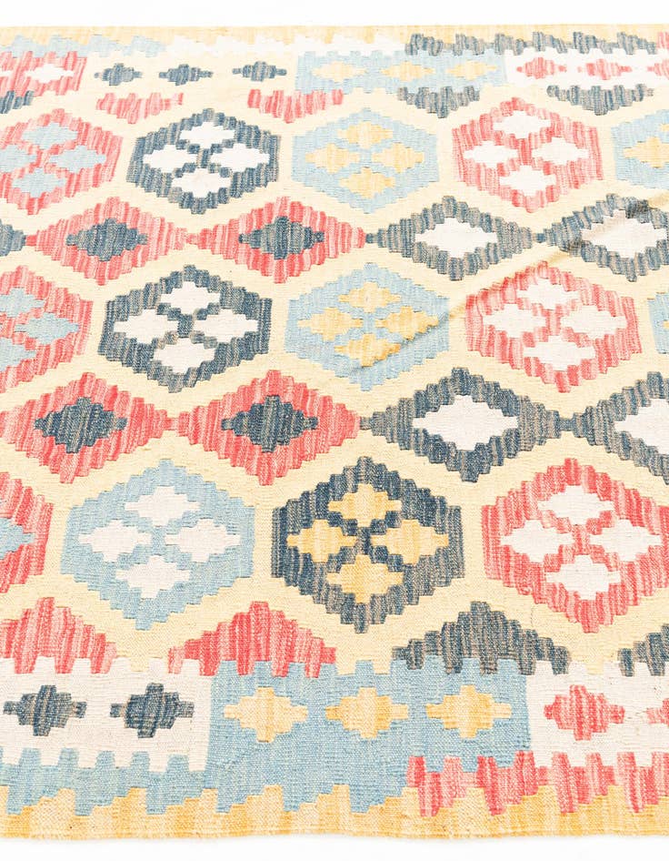 Detail image of  4' 2 x 5' 10  Hand Woven Kilim Maymana Wool Rug