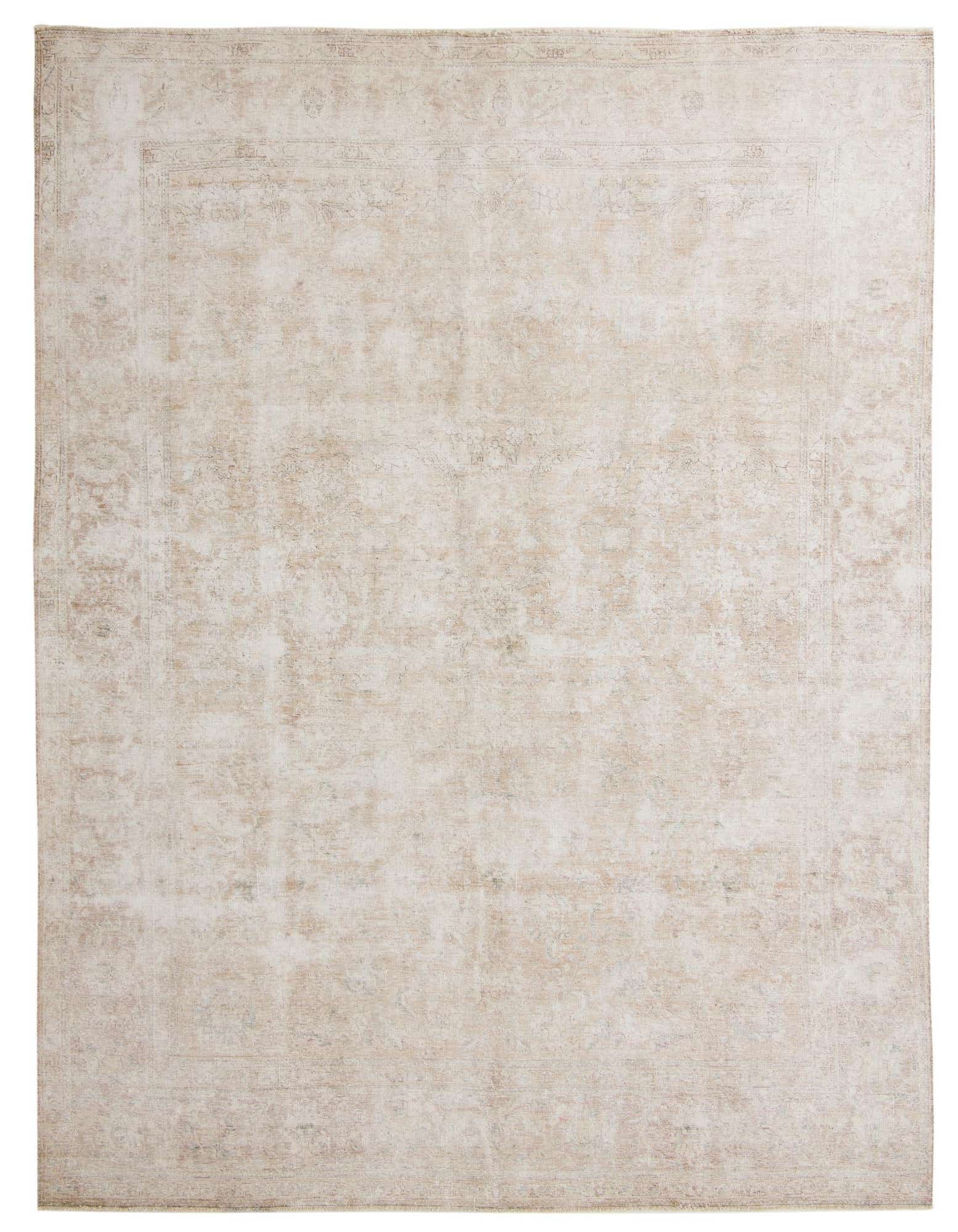 A large 9x12 rectangular ivory and cream wool area rug with a subtle, faded Persian-inspired pattern.