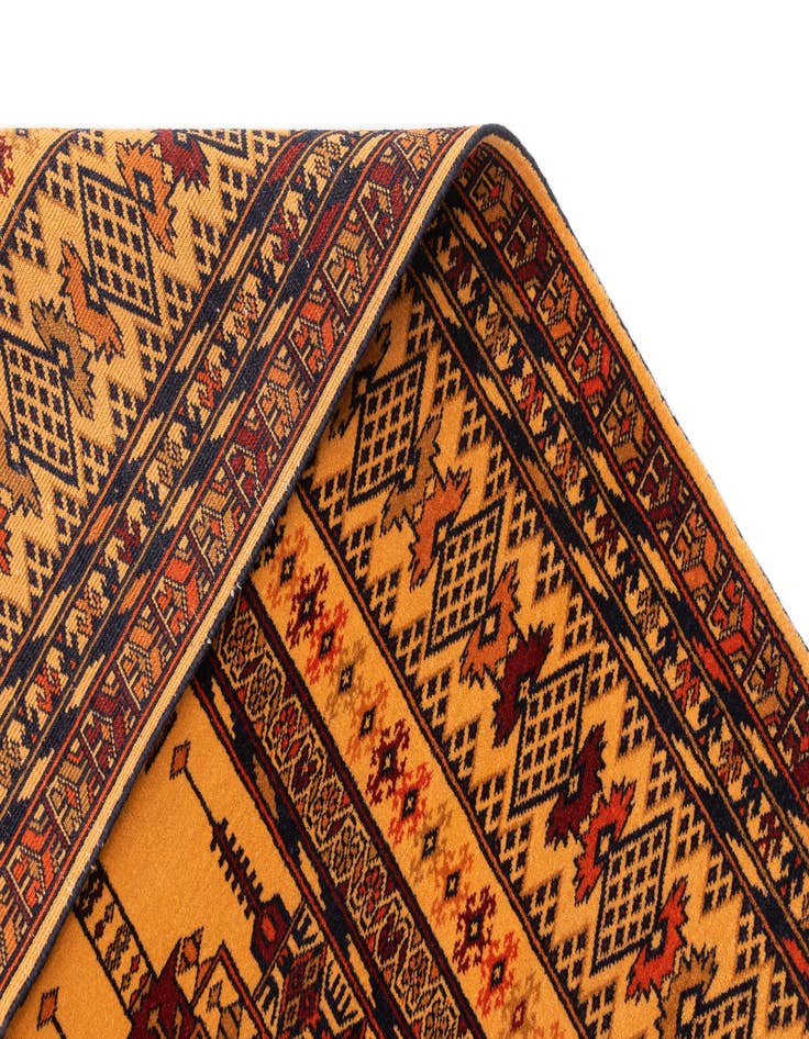 Detail image of  4' 1 x 6' 4  Hand Knotted Afghan Akhche Oriental Wool Rug