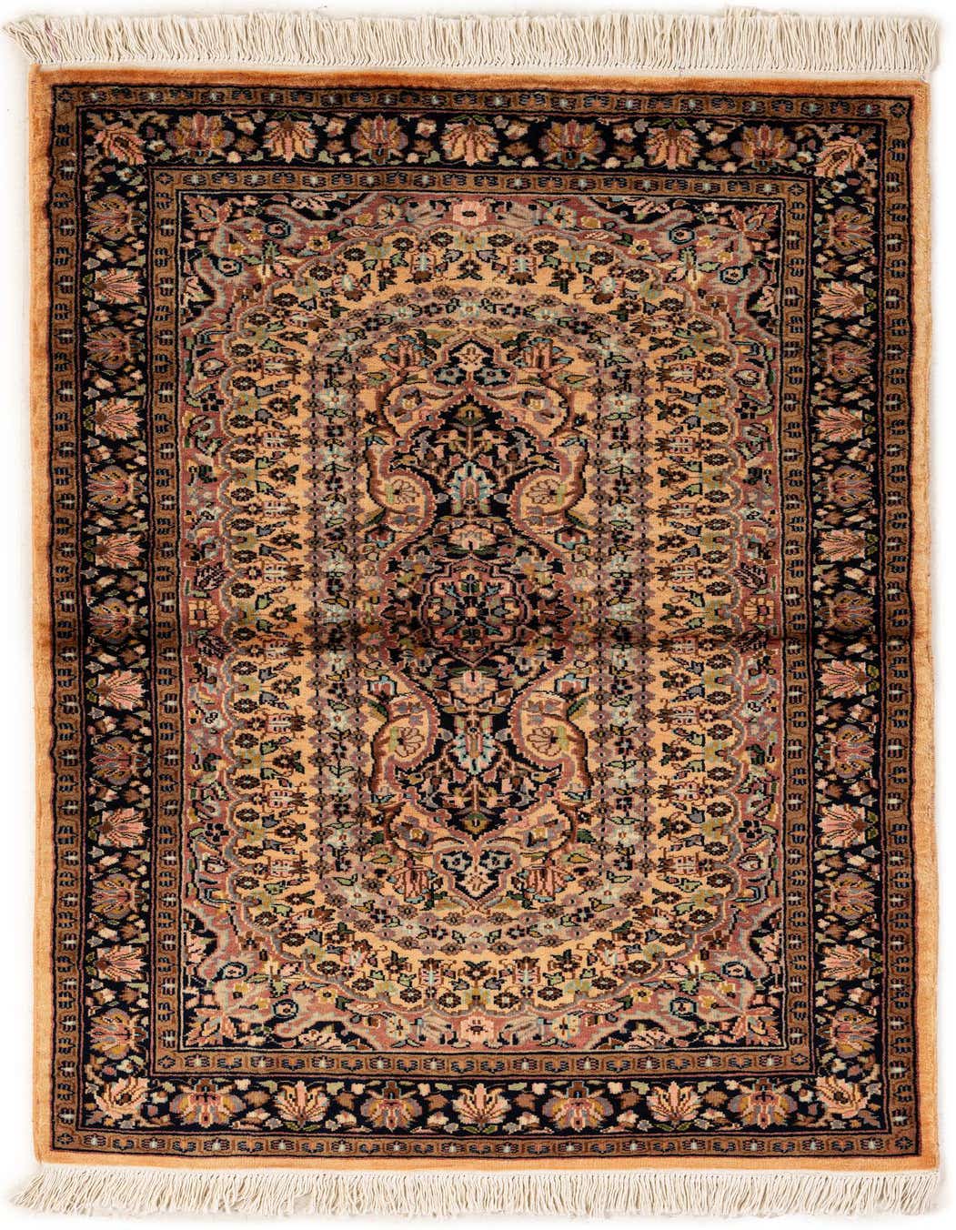 A rectangular 3x5 Bokhara wool rug featuring a central medallion and tribal patterns in browns, tans, and ivories with dark accents and fringe.