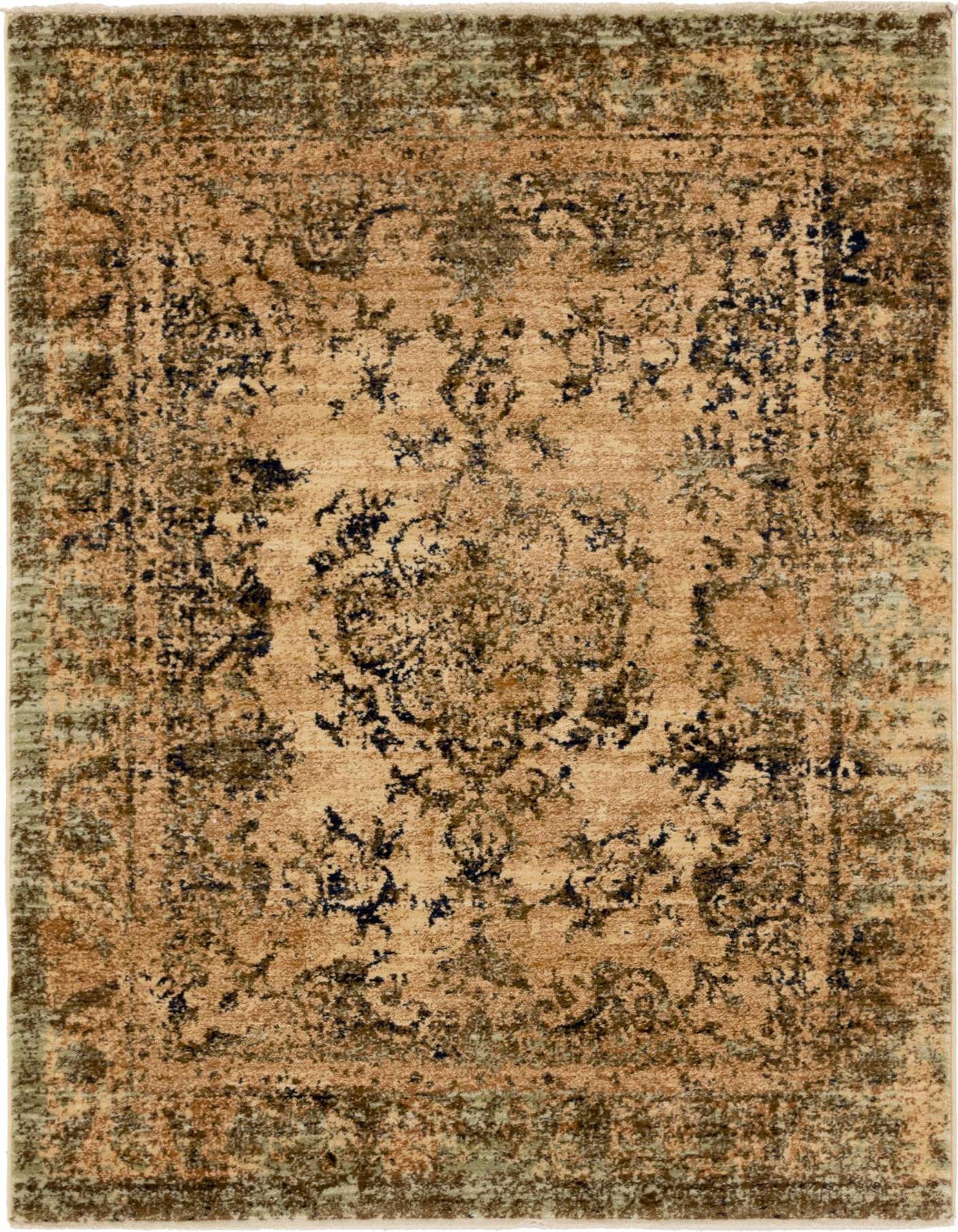 A 4x6 rectangular Charlestown rug featuring a distressed traditional medallion pattern in shades of brown, tan, and cream.