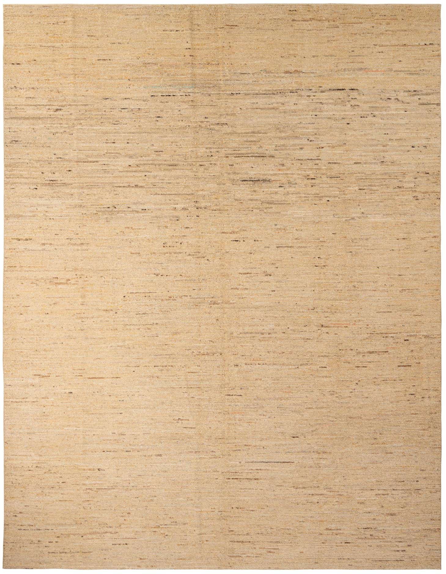A 9x12 rectangular Darya rug in natural brown and tan wool with a subtle modern, oriental pattern.