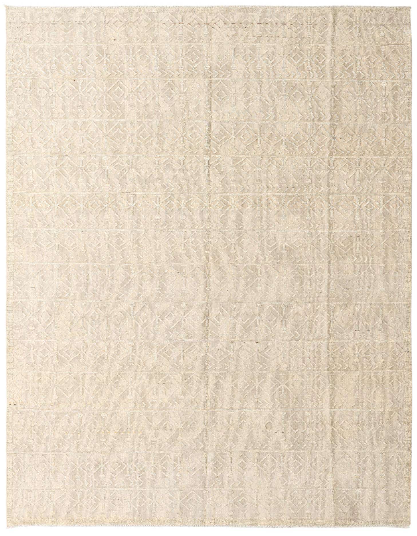 A large 9x12 rectangular Darya rug in shades of brown and cream with a subtle modern abstract pattern, made of wool.