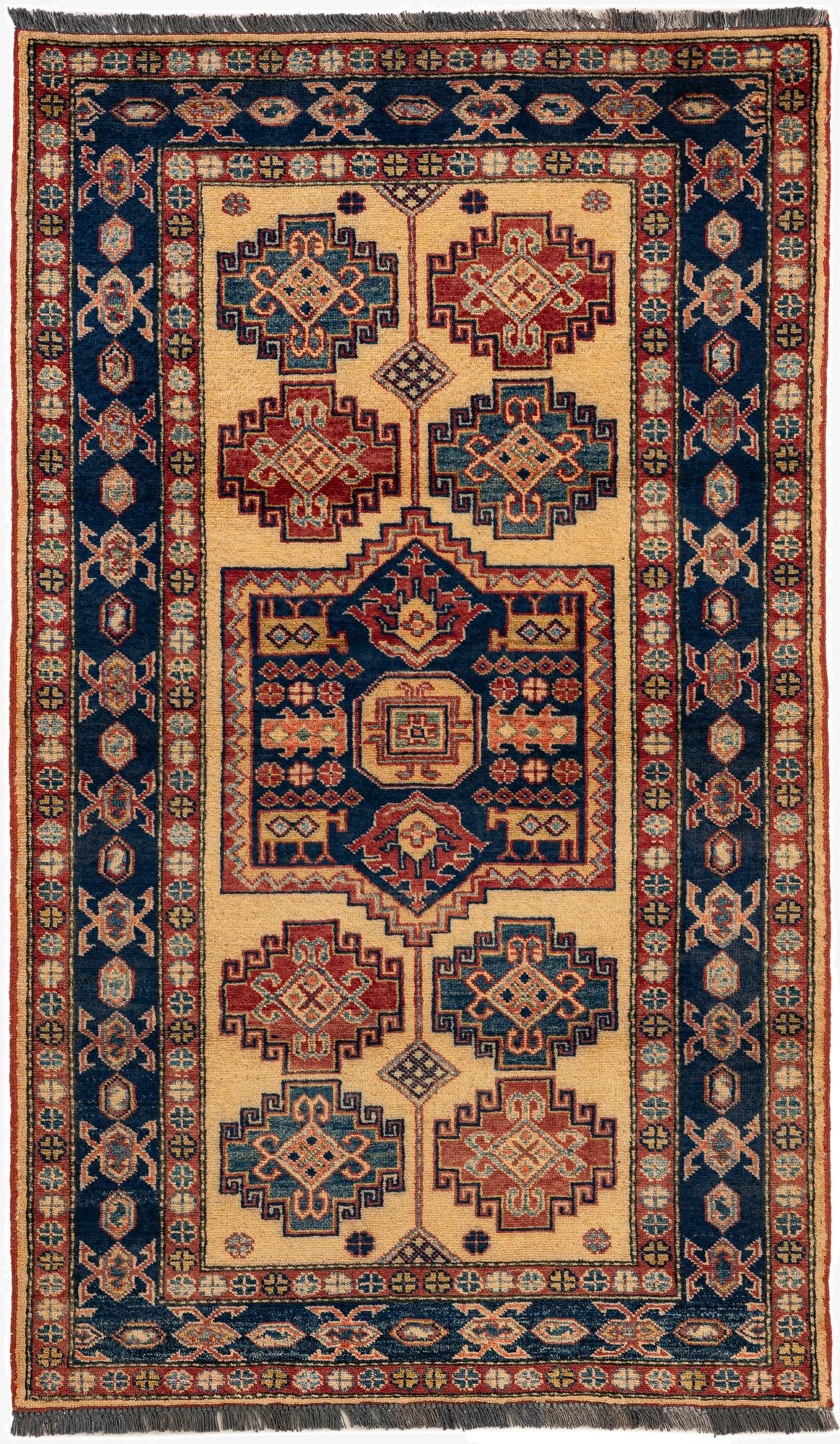  3' 4 x 5' 6  Hand Knotted Kazak Wool Rug