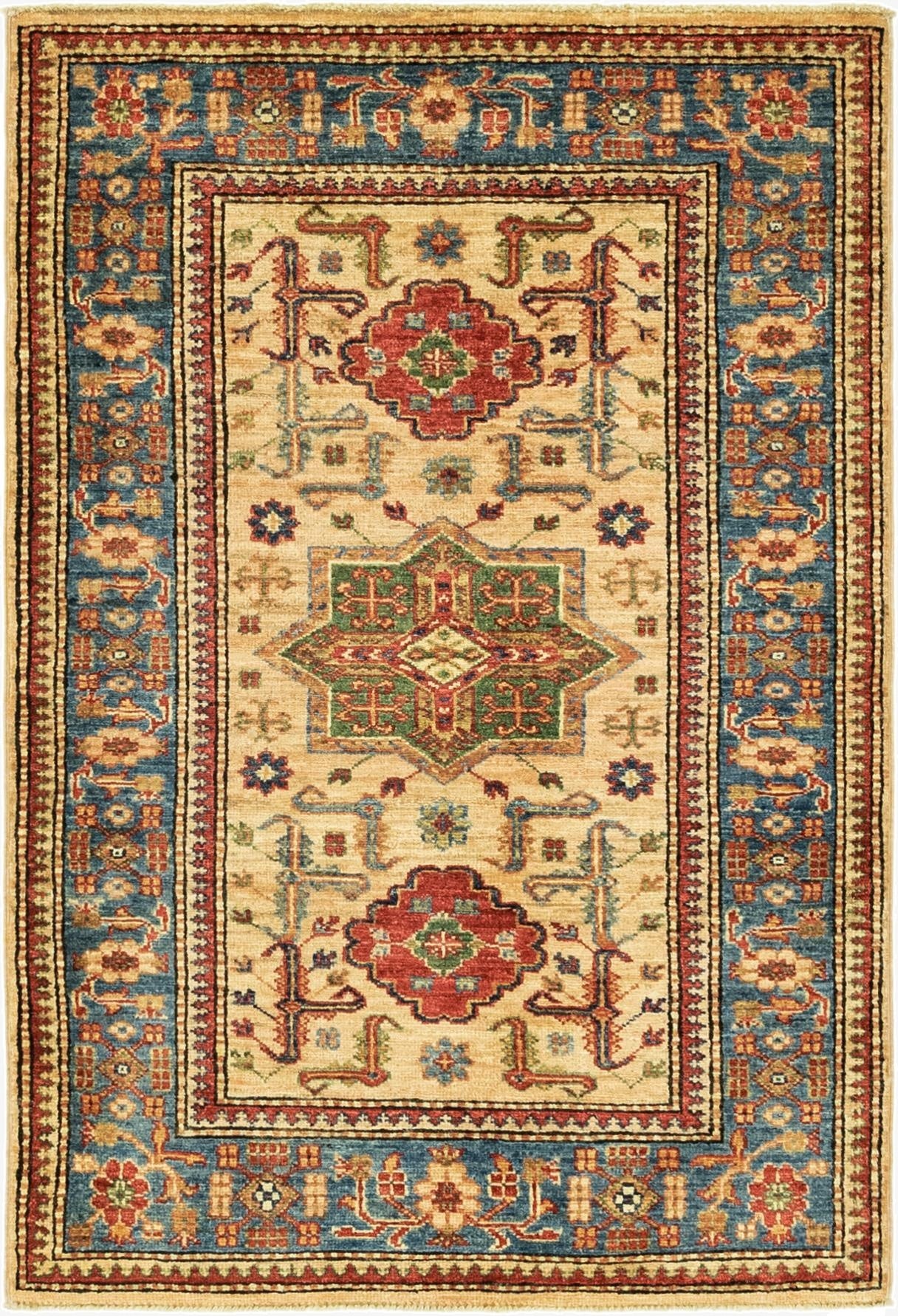  2' 10 x 4' 3  Hand Knotted Kazak Oriental Rug