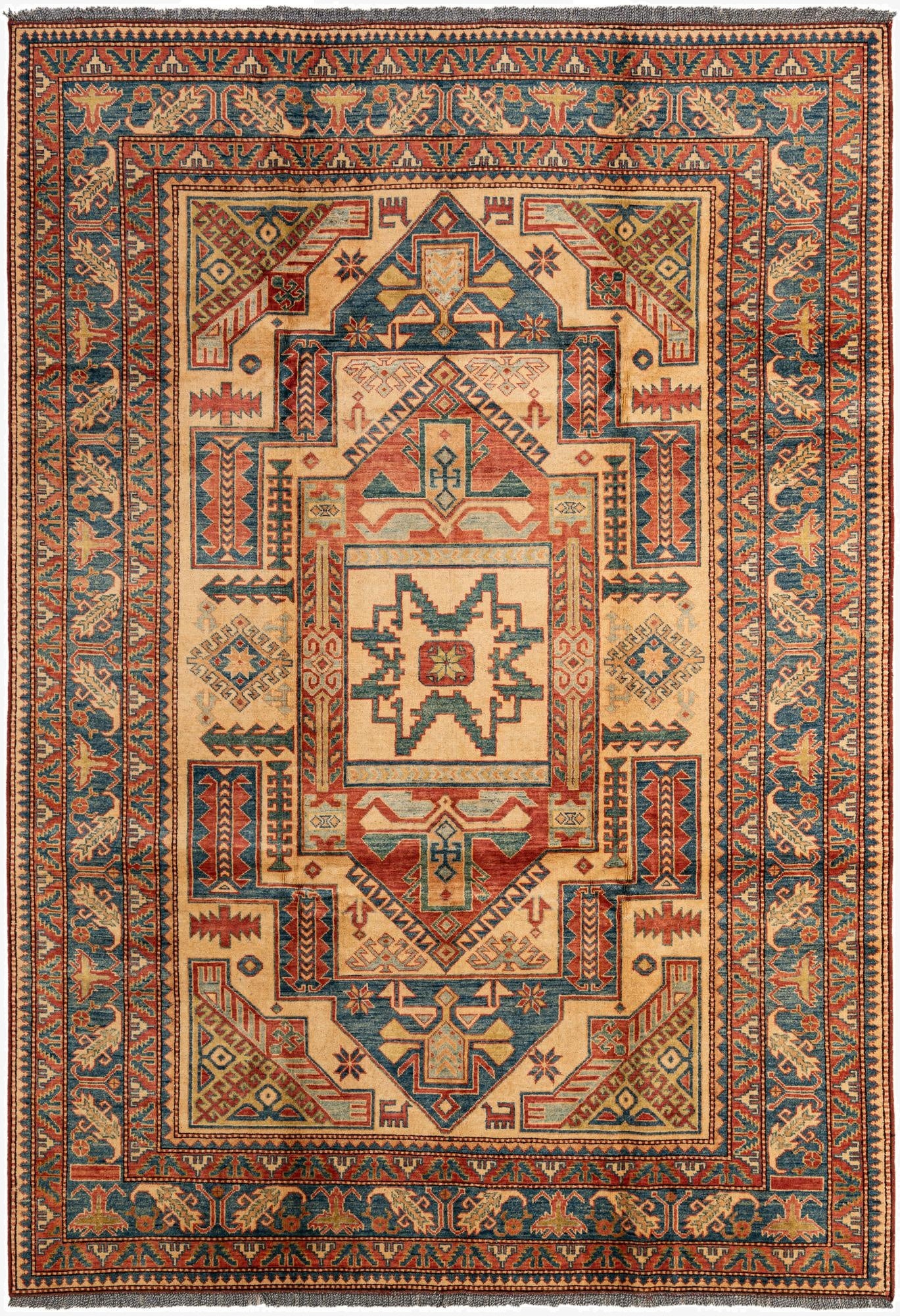  6' 8 x 9' 5  Hand Knotted Kazak Wool Rug
