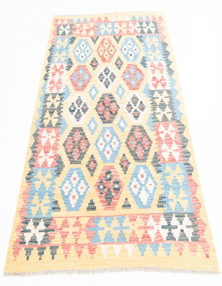 Detail image of  4' 4 x 5' 9  Hand Woven Kilim Maymana Wool Rug