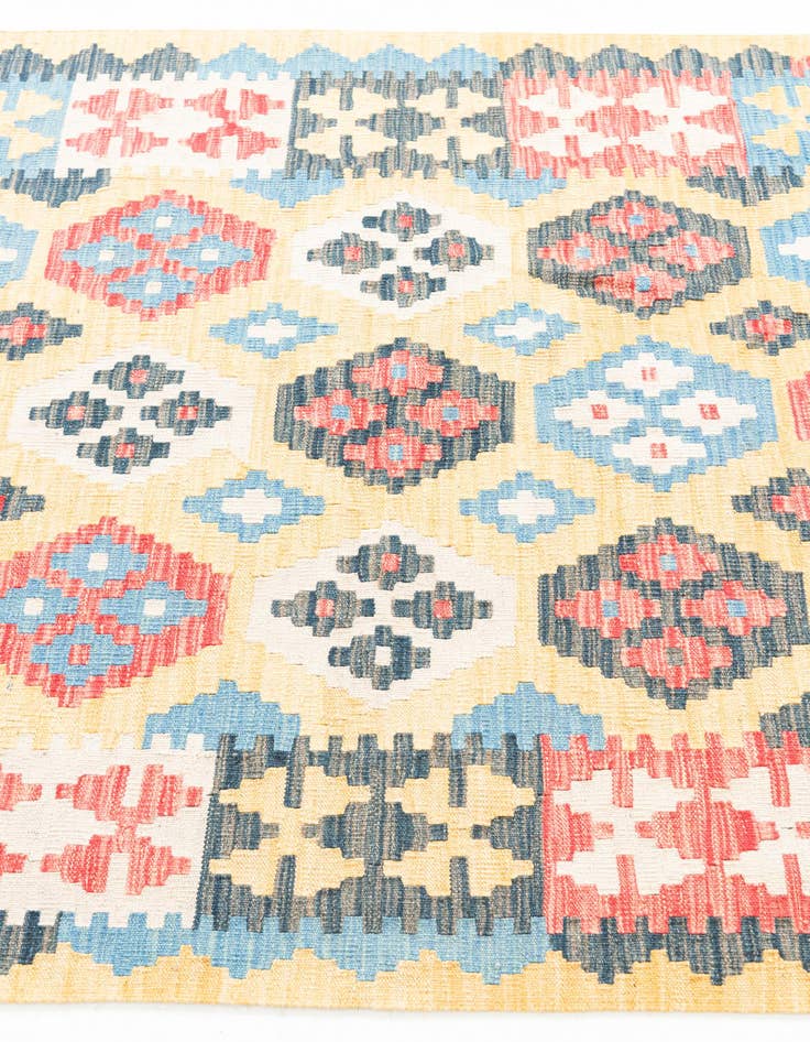 Detail image of  4' 4 x 5' 9  Hand Woven Kilim Maymana Wool Rug