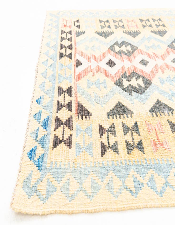 Detail image of  3' 7 x 6' 5  Hand Woven Kilim Maymana Wool Rug