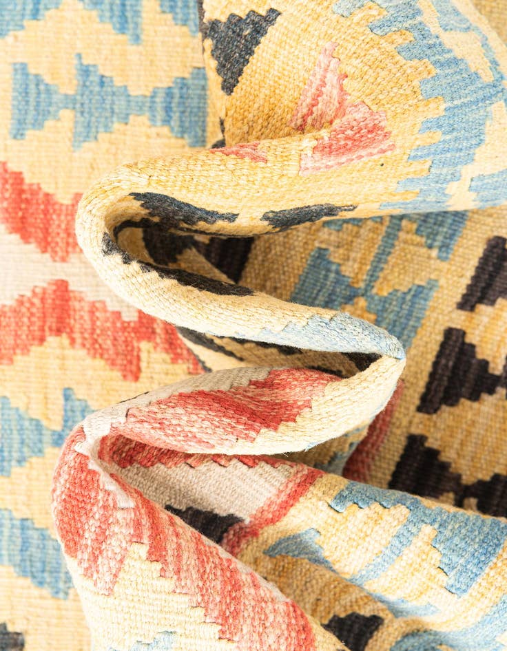 Detail image of  3' 7 x 6' 5  Hand Woven Kilim Maymana Wool Rug