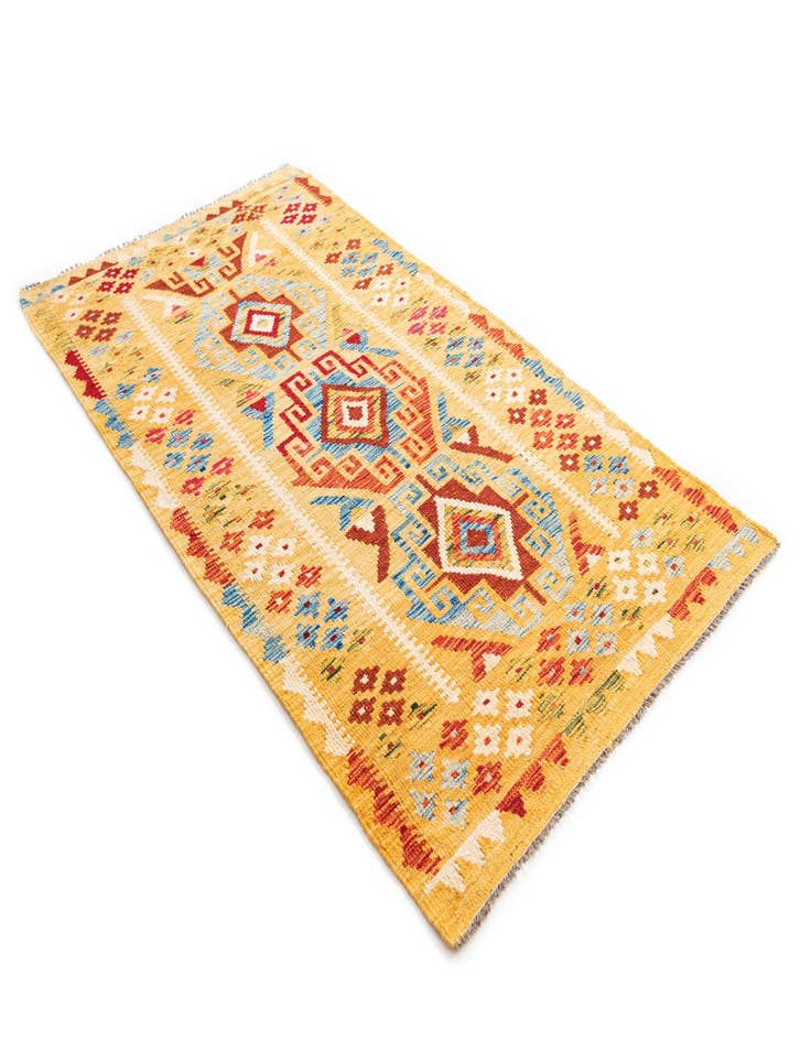 Detail image of  3' 7 x 6' 5  Hand Woven Kilim Maymana Wool Rug