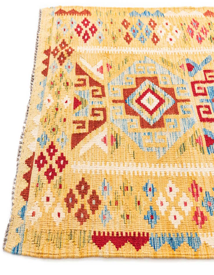 Detail image of  3' 7 x 6' 5  Hand Woven Kilim Maymana Wool Rug
