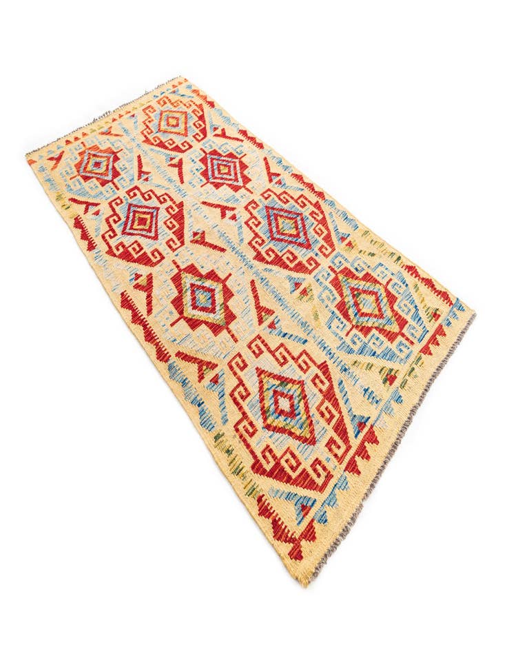 Detail image of  3' 5 x 6' 6  Hand Woven Kilim Maymana Wool Rug