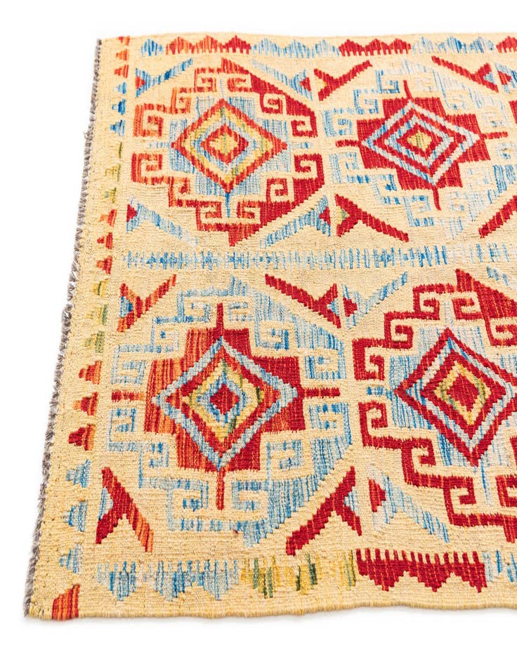 Detail image of  3' 5 x 6' 6  Hand Woven Kilim Maymana Wool Rug