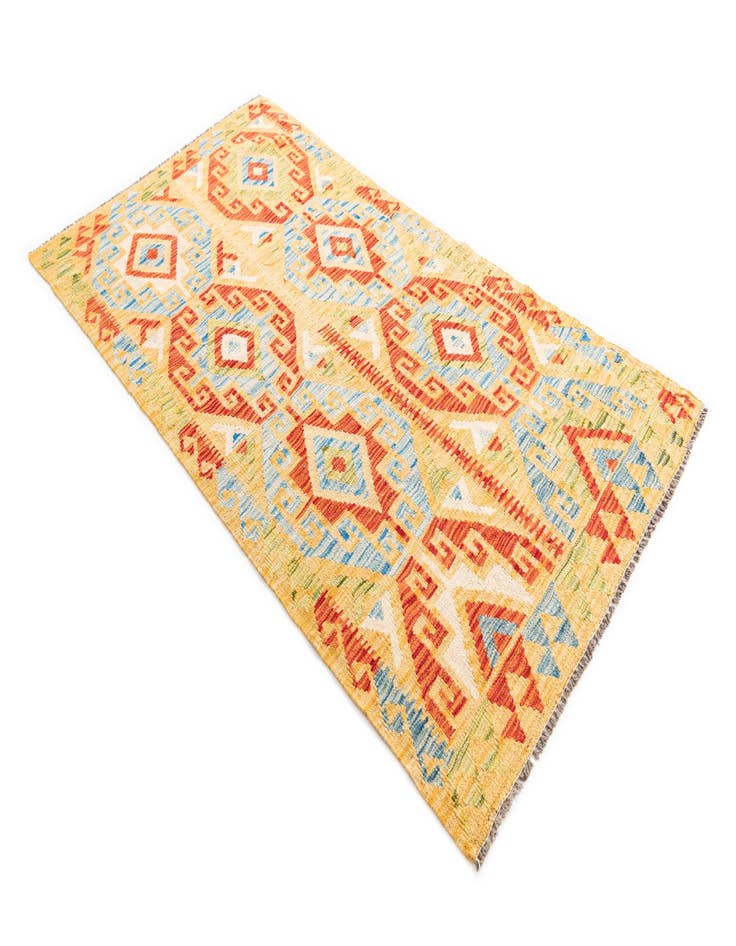 Detail image of  3' 5 x 6' 3  Hand Woven Kilim Maymana Wool Rug