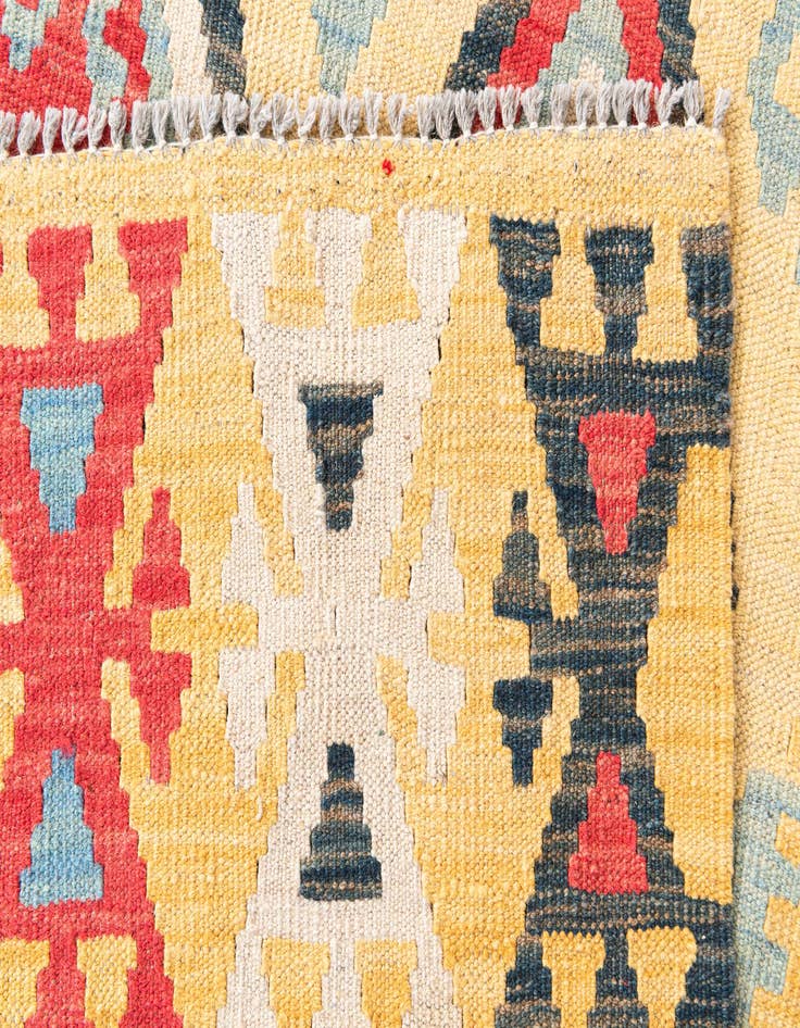 Detail image of  4' 3 x 6' 3  Hand Woven Kilim Maymana Wool Rug