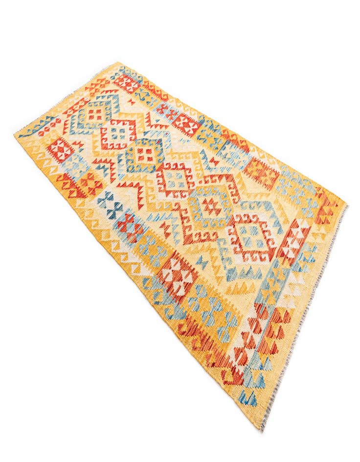 Detail image of  3' 6 x 6' 8  Hand Woven Kilim Maymana Wool Rug