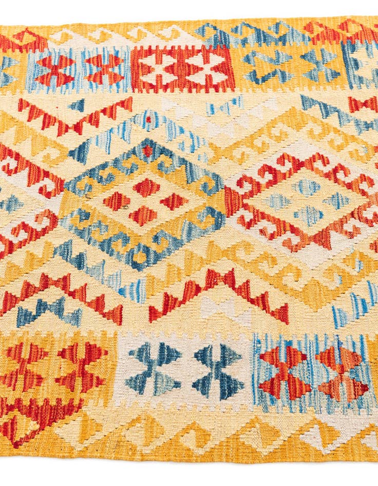 Detail image of  3' 6 x 6' 8  Hand Woven Kilim Maymana Wool Rug