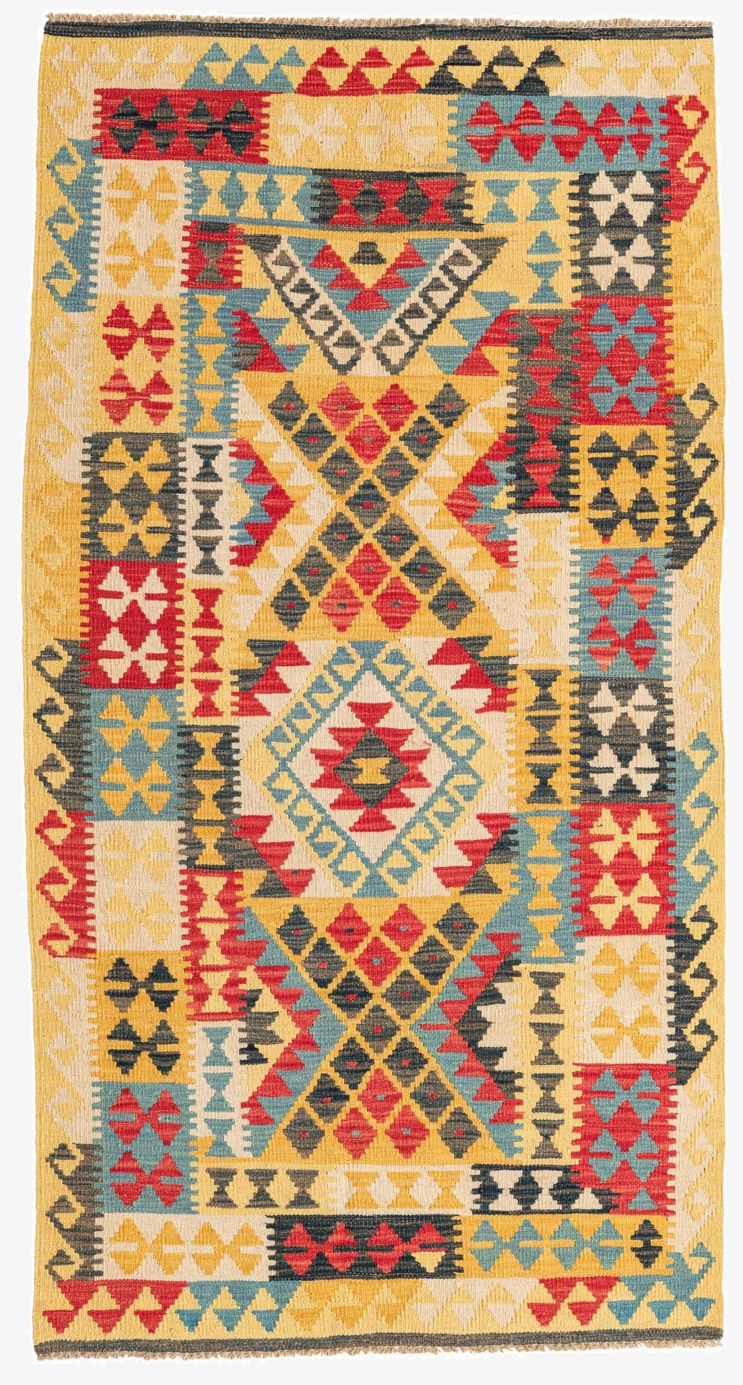 3' 5 x 6' 6  Hand Woven Kilim Maymana Wool Rug