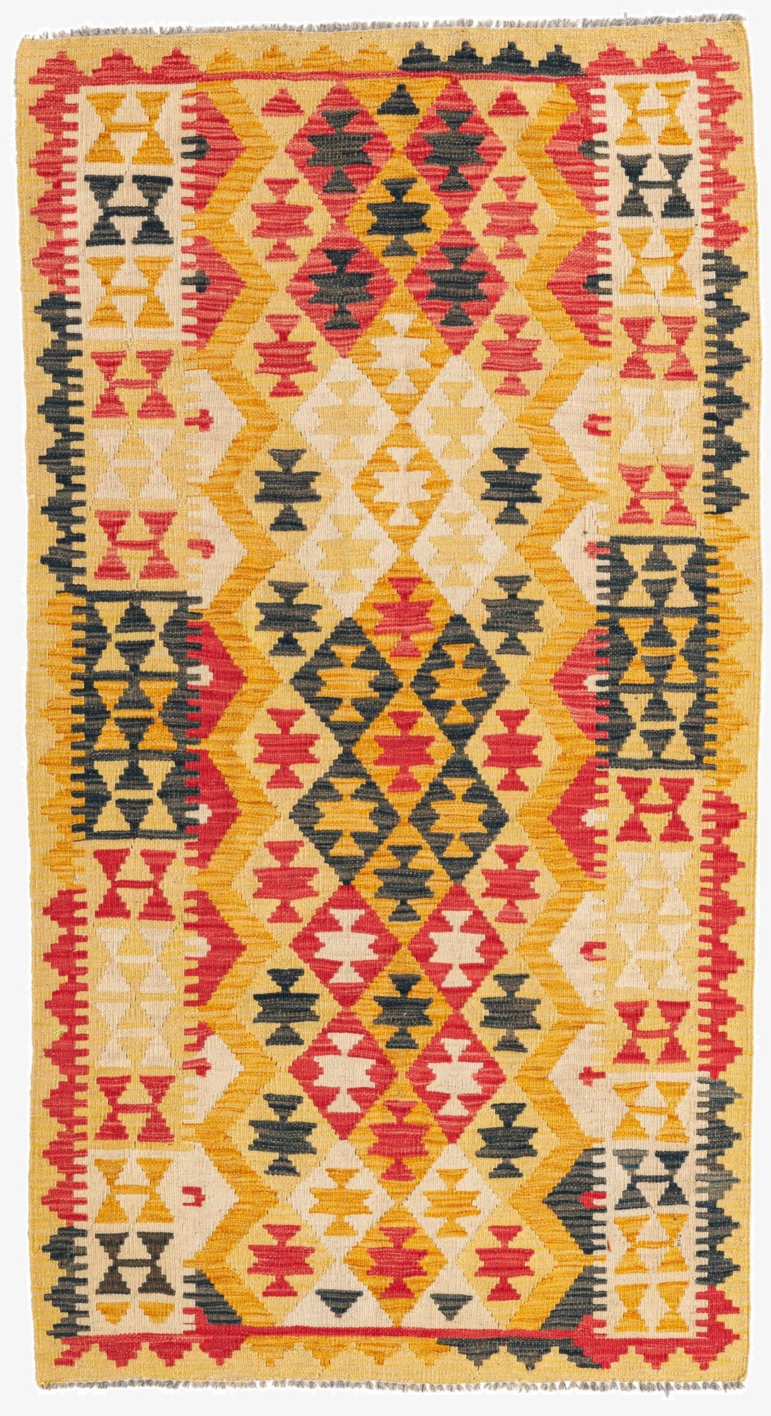  3' 6 x 6' 5  Hand Woven Kilim Maymana Wool Rug