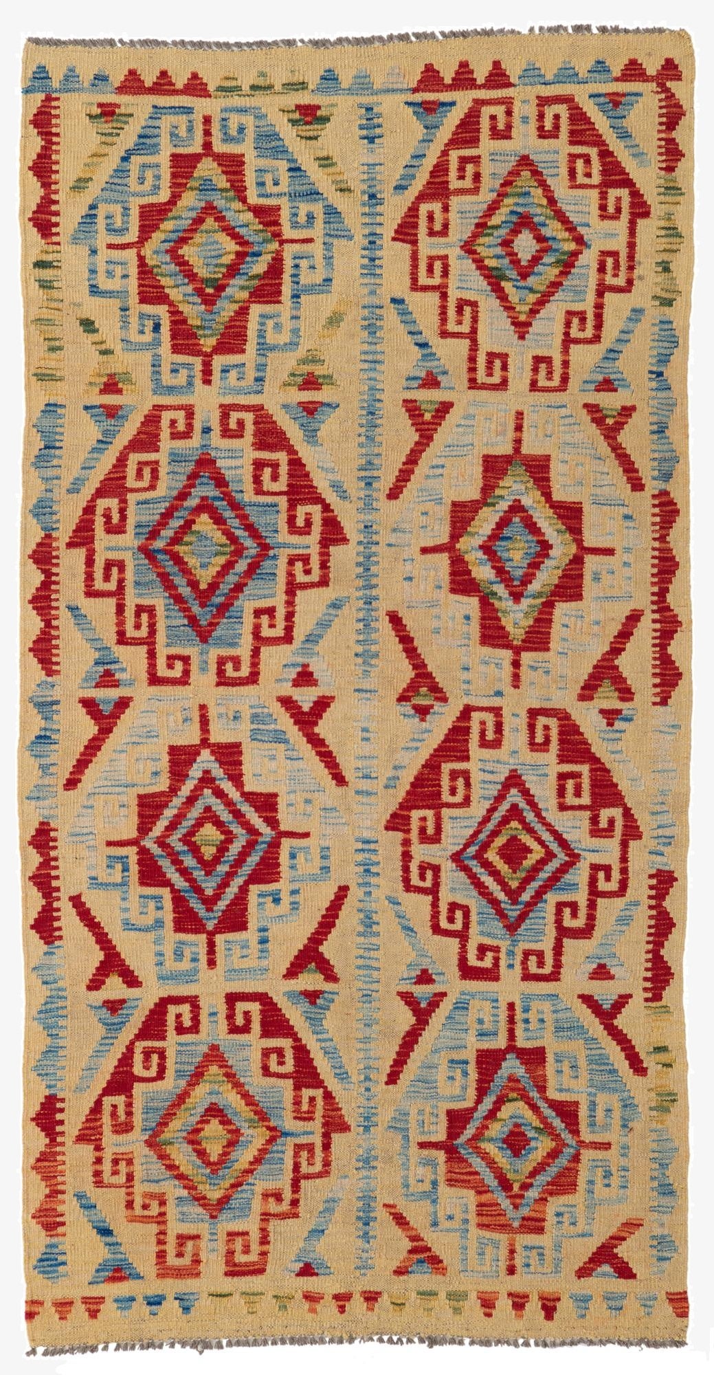  3' 5 x 6' 6  Hand Woven Kilim Maymana Wool Rug