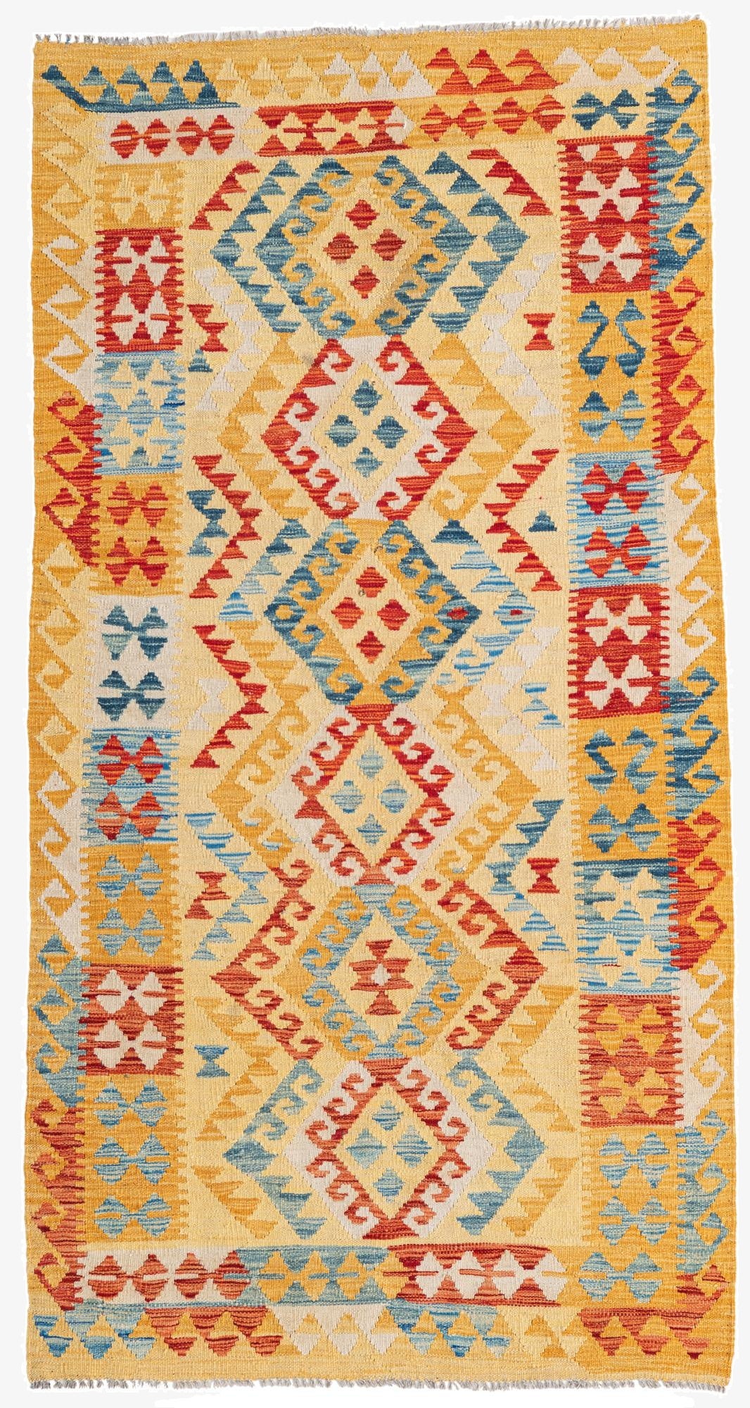  3' 6 x 6' 8  Hand Woven Kilim Maymana Wool Rug