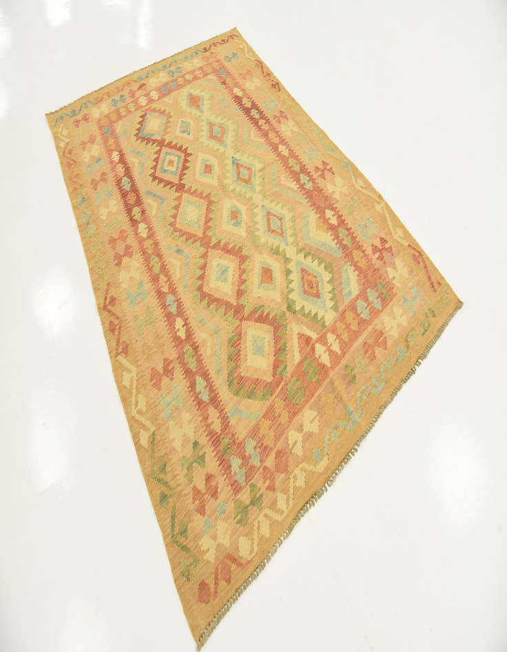 Detail image of  4' 9 x 6' 6  Hand Woven Kilim Waziri Wool Rug