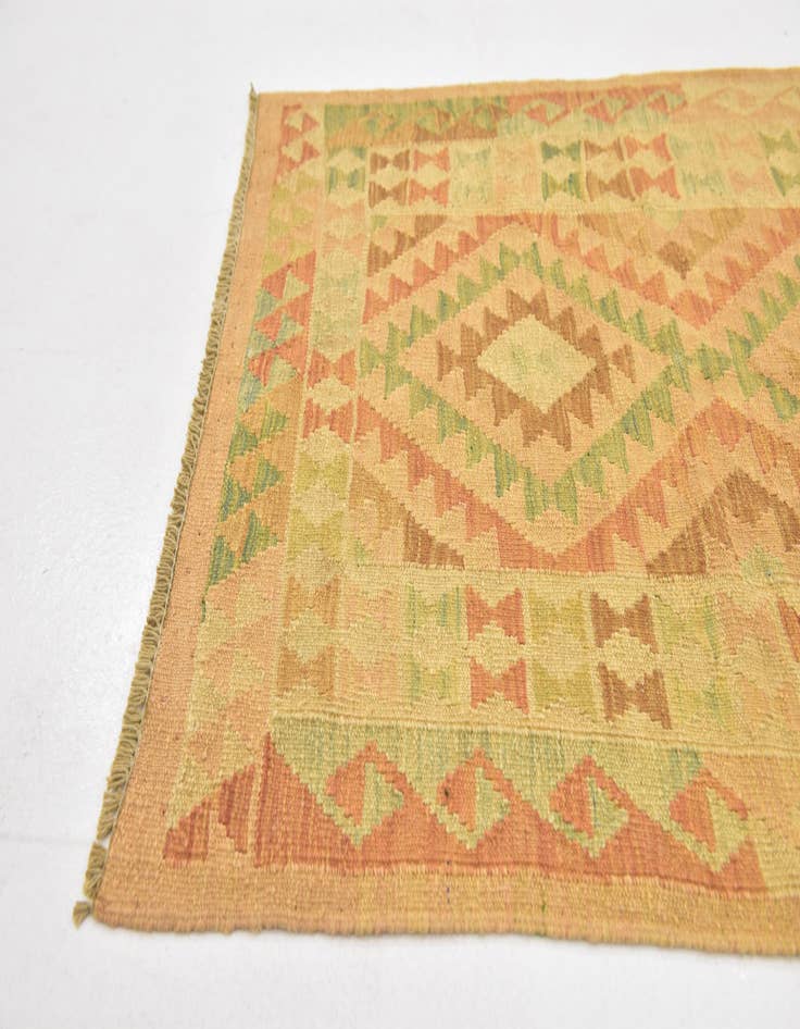 Detail image of  2' 7 x 4'  Hand Woven Kilim Waziri Wool Rug