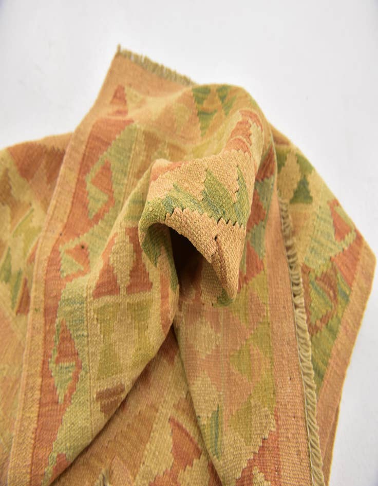 Detail image of  2' 7 x 4'  Hand Woven Kilim Waziri Wool Rug