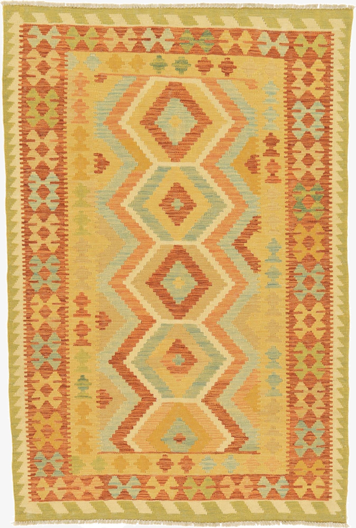  3' 10 x 5' 10  Hand Woven Kilim Waziri Wool Rug