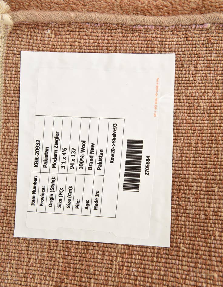 Detail image of  3' 1 x 4' 6  Hand Knotted Modern Ziegler Wool Rug