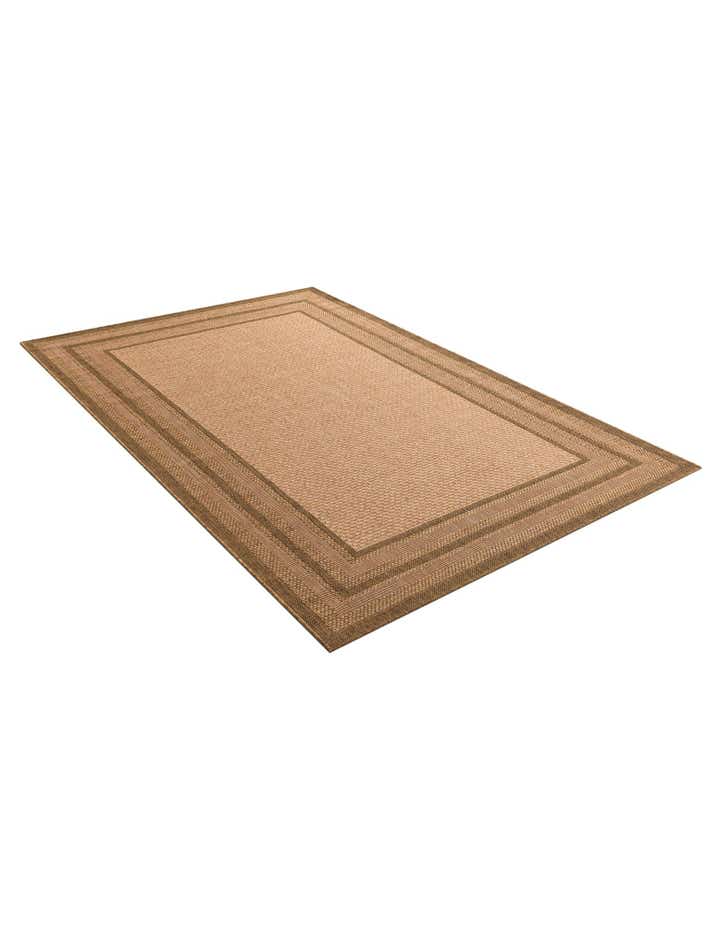 Tan 5' 3 x 8' Border Indoor / Outdoor Rug | Rugs.com
