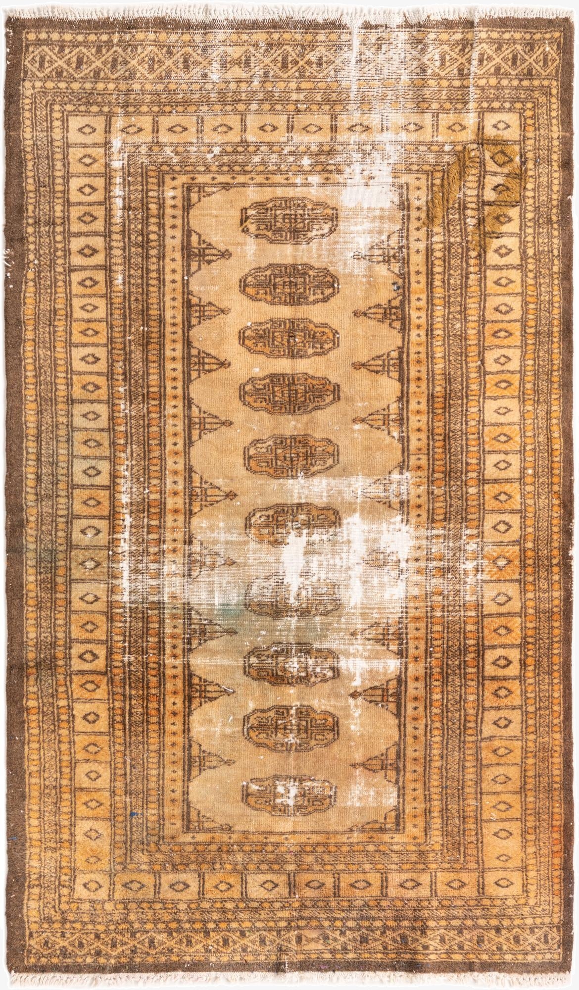  3' 1 x 5' 1  Hand Knotted Torkaman Persian Wool Rug