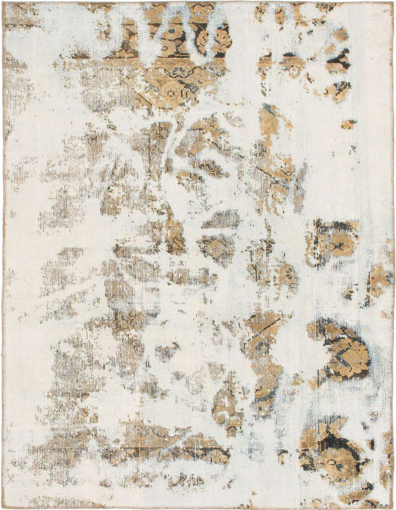 A 4x6 rectangular Ultra Vintage wool rug featuring a distressed abstract pattern in browns, tans, and ivories.