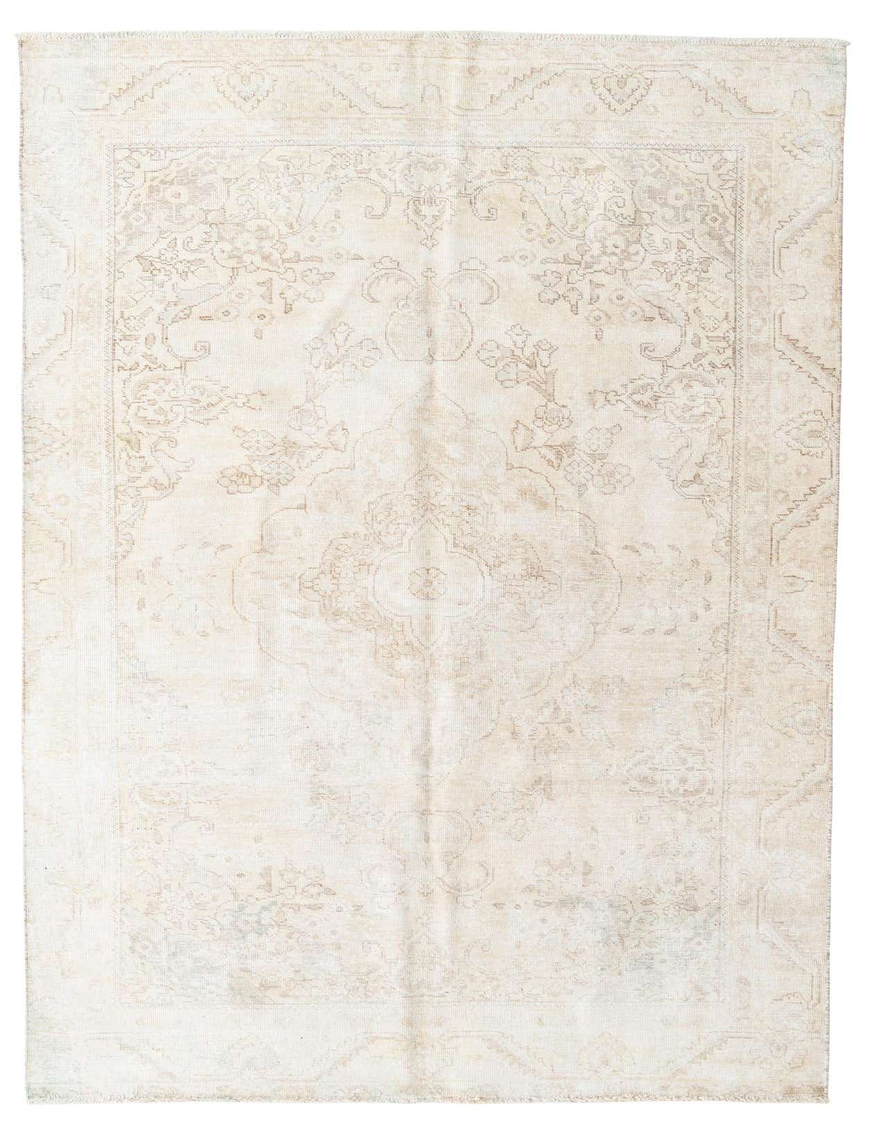 A 6x9 rectangular Ultra Vintage rug in muted browns and creams featuring a faded Persian medallion pattern.