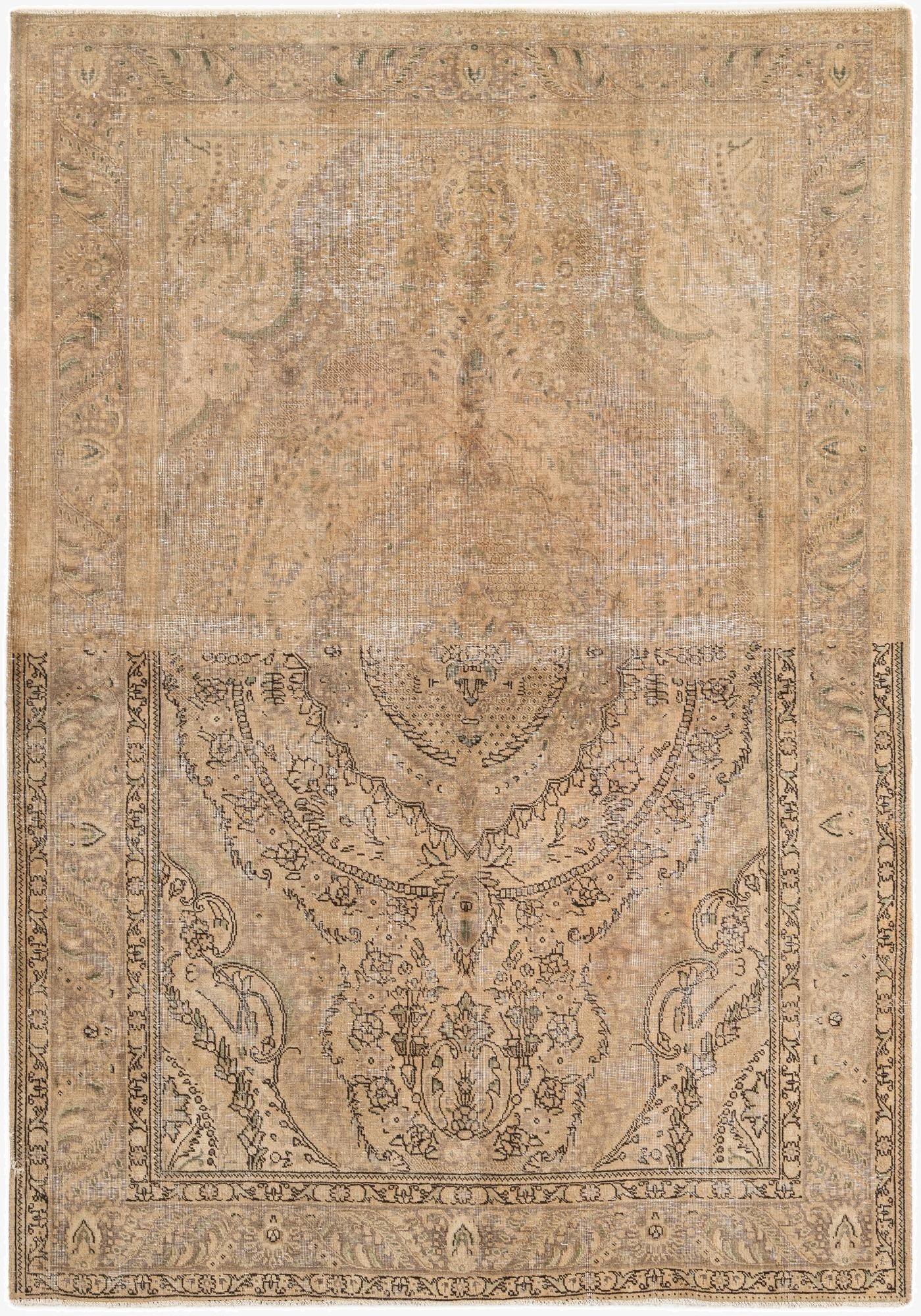  6' 7 x 9' 8  Hand Knotted Ultra Vintage Persian Wool Rug
