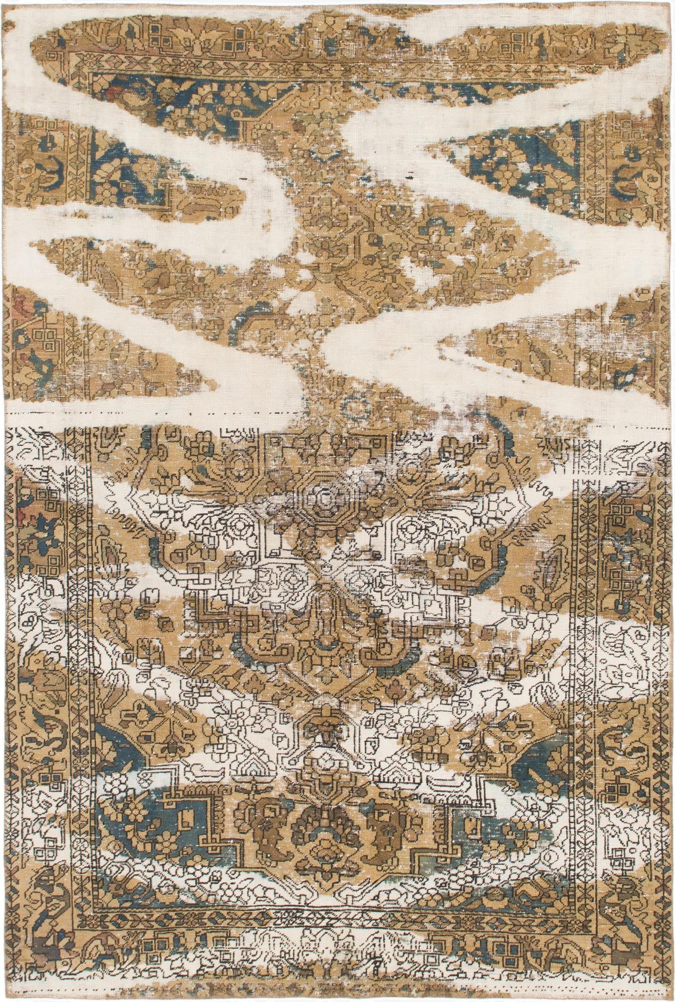  6' 7 x 9' 9  Hand Knotted Ultra Vintage Persian Wool Rug